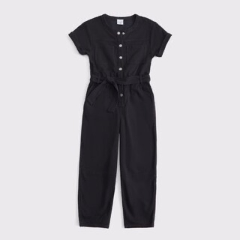 Abercrombie Kids Dark Gray Short-Sleeve Utility Jumpsuit Size 17/18